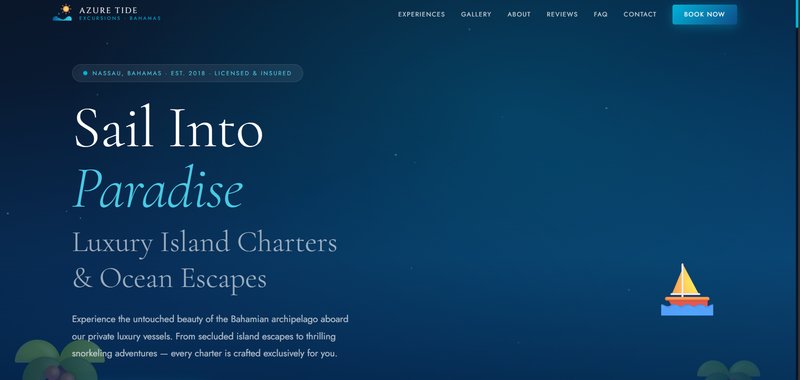 Azure Tide Excursions homepage hero