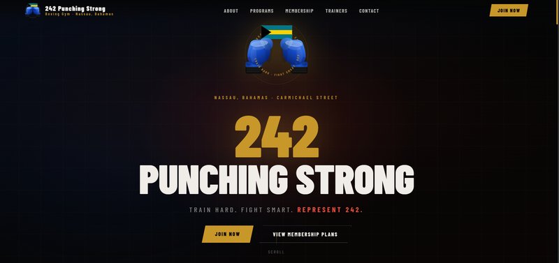 242 Punching Strong boxing gym homepage hero