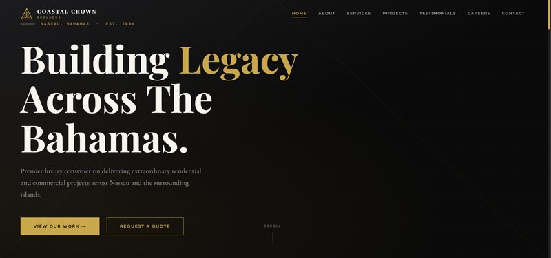 Coastal Crown Builders homepage hero
