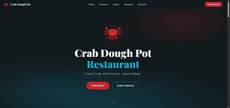 Crab Dough Pot Restaurant homepage hero