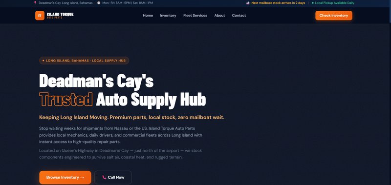 Island Torque Auto Parts homepage hero